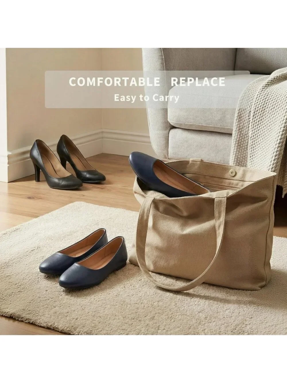 Women's Navy PU Leather Comfortable Ballet Flats Slip on Round Toe Casual Shoes